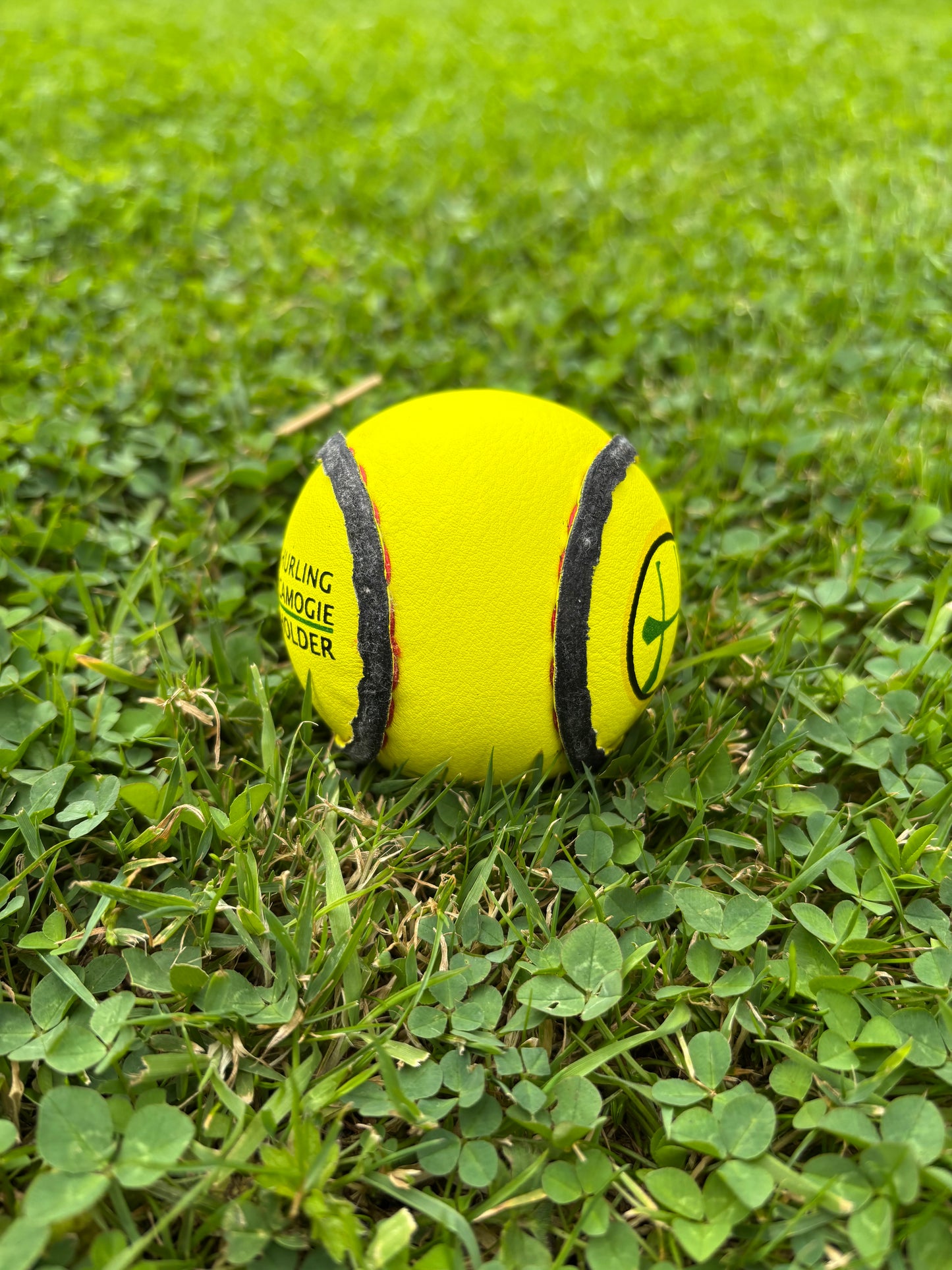 Yellow hurling and camogie sliotar designed for training designed by hurlingholder