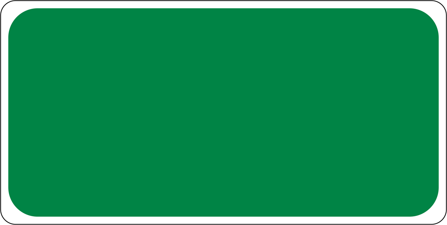 A green rectangular fridge magnet with on a white wall, representing a miniature size signpost.